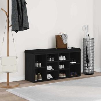 ARDEBO.de - Stauraumbank Schwarz Eichenholz 100x30x48 cm Engineered Wood