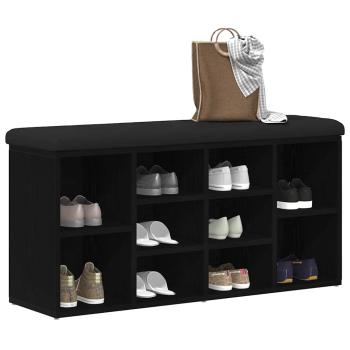 Stauraumbank Schwarz Eichenholz 100x30x48 cm Engineered Wood