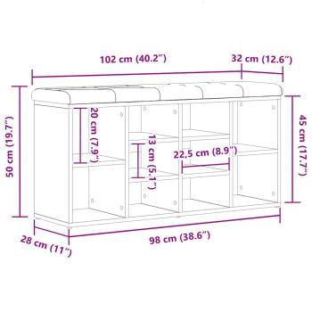 Stauraumbank Schwarz Eichenholz 100x30x48 cm Engineered Wood