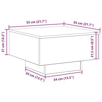 Couchtisch mit LED-Lichtern Altholz 55x55x31 cm