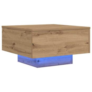 Couchtisch mit LED-Lichtern aus Artisan-Eiche 55x55x31 cm