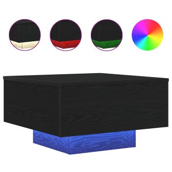 Couchtisch mit LED-Lichtern Schwarz Eiche 55x55x31 cm