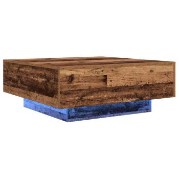 Couchtisch mit LED-Lichtern aus altem Holz 80x80x31 cm
