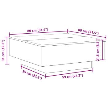 Couchtisch mit LED-Lichtern aus altem Holz 80x80x31 cm