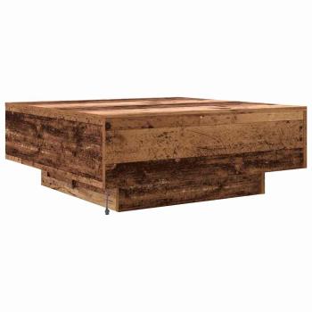 Couchtisch mit LED-Lichtern aus altem Holz 80x80x31 cm