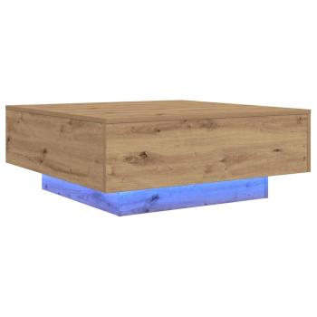 Couchtisch mit LED-Lichtern Artisan Eiche 80x80x31 cm