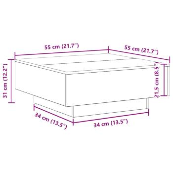 Couchtisch mit LED-Lichtern Artisan Eiche 80x80x31 cm