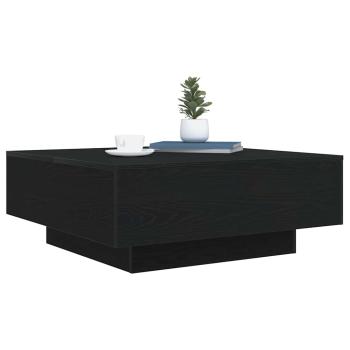 Couchtisch mit LED-Lichtern Schwarz Eiche 80x80x31 cm