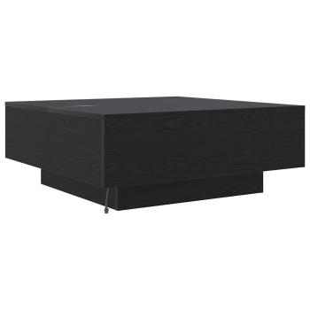 Couchtisch mit LED-Lichtern Schwarz Eiche 80x80x31 cm