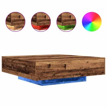 Couchtisch mit LED-Lichtern Alte Holz 100x100x31 cm