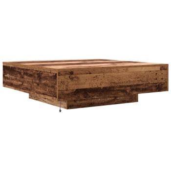 Couchtisch mit LED-Lichtern Alte Holz 100x100x31 cm
