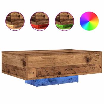 Couchtisch mit LED-Lichtern aus altem Holz 85x55x31 cm