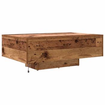 Couchtisch mit LED-Lichtern aus altem Holz 85x55x31 cm