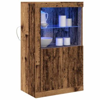 Sideboard mit LED-Lichtern Altholz 60,5x37x100 cm
