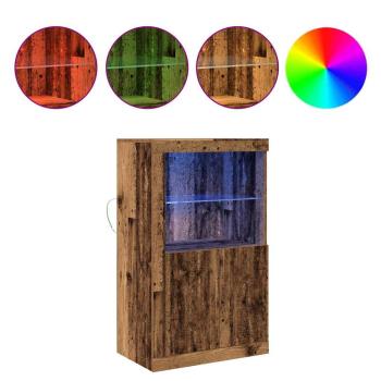 Sideboard mit LED-Lichtern Altholz 60,5x37x100 cm