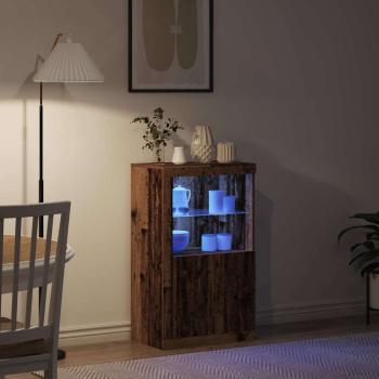 Sideboard mit LED-Lichtern Altholz 60,5x37x100 cm
