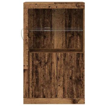Sideboard mit LED-Lichtern Altholz 60,5x37x100 cm