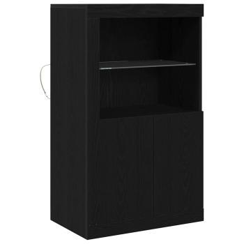Sideboard mit LED-Lichtern Schwarz Eiche 60,5x37x100 cm