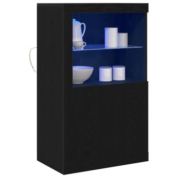 Sideboard mit LED-Lichtern Schwarz Eiche 60,5x37x100 cm