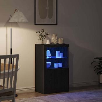 Sideboard mit LED-Lichtern Schwarz Eiche 60,5x37x100 cm