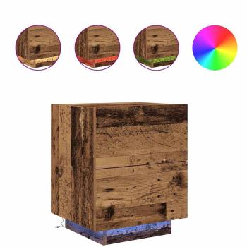 Nachttisch mit LED-Lichtern Alteiche 45x40x55 cm