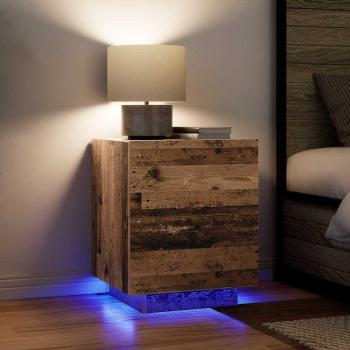 Nachttisch mit LED-Lichtern Alteiche 45x40x55 cm