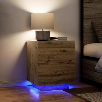 Nachttisch mit LED-Lichtern Artisan Eiche 45x40x55 cm