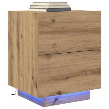 Nachttische mit LED-Lichtern 2 Teile Artisan Eiche 45x40x55 cm