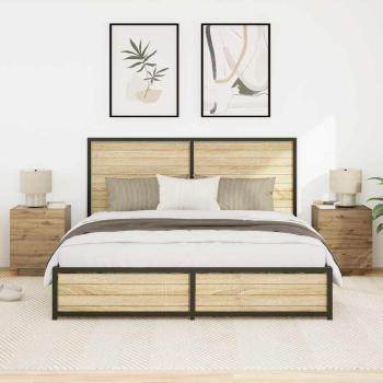 Nachttische mit LED-Lichtern 2 Teile Artisan Eiche 45x40x55 cm