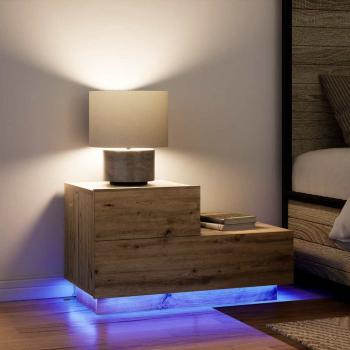 Nachttisch mit LED-Lichtern Artisan Oak 100x36x49 cm