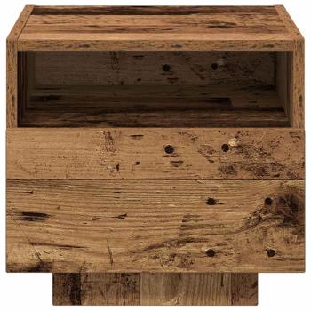 Nachttisch mit LED-Lichtern Alteiche 40x39x37 cm