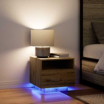 Nachttisch mit LED-Lichtern Artisan Eiche 40x39x37 cm