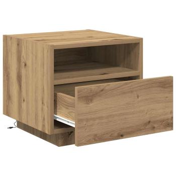 Nachttisch mit LED-Lichtern Artisan Eiche 40x39x37 cm