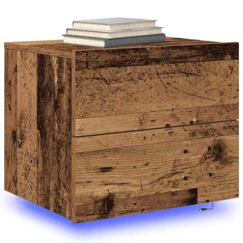 Nachttisch mit LED Wandmontage aus altem Holz 50x39x41 cm