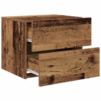 Nachttisch mit LED Wandmontage aus altem Holz 50x39x41 cm