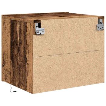 Nachttisch mit LED Wandmontage aus altem Holz 50x39x41 cm