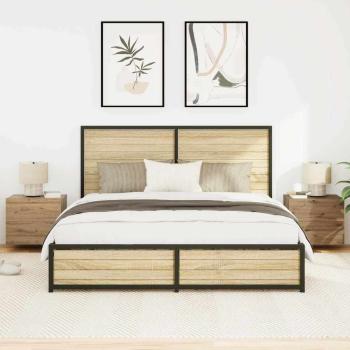 Nachttische mit LED-Lichtern Wandmontiert 2 Stück Artisan Eiche