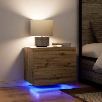 Nachttische mit LED-Lichtern Wandmontiert 2 Stück Artisan Eiche