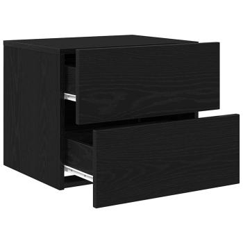Nachttisch mit LED Wandmontage Schwarze Eiche 50x39x41 cm