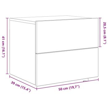 Nachttisch 2 stk. Schwarz Eichen-Optik 50 x 39 x 41 cm