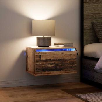 Nachttische mit LED-Lichtern 2 Stück Wandmontiert Altes Holz