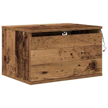 Nachttische mit LED-Lichtern 2 Stück Wandmontiert Altes Holz