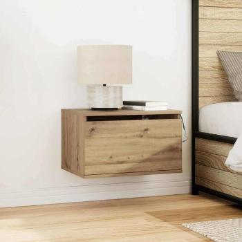 ARDEBO.de - Nachttisch mit LED Wandmontage Artisan Eiche 50x36x30 cm