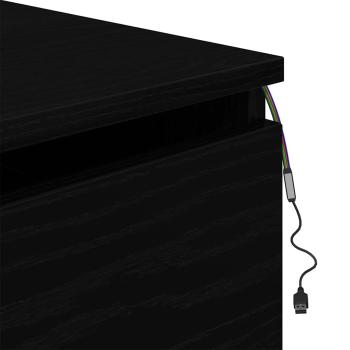 Nachttisch mit LED Wandmontage Schwarze Eiche 50x36x30 cm