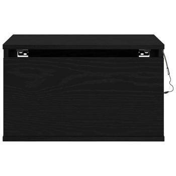 Nachttische mit LED-Lichtern 2 Stück Wandmontiert Schwarze Eiche