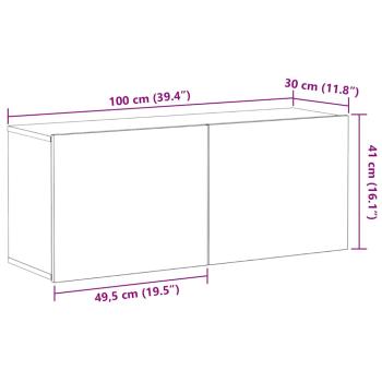 TV-Wandregal Schwarz Eiche 100x30x41 cm Spanplatte