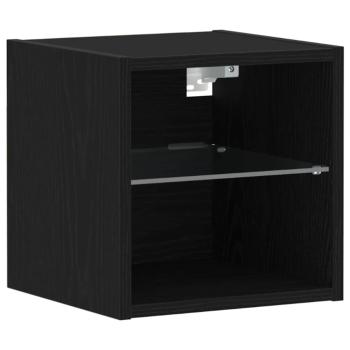 LED TV Schrank Schwarz Eichenoptik 30x28,5x30 cm Holzwerkstoff
