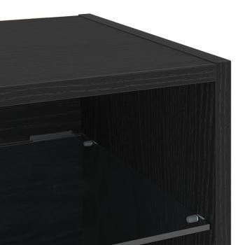 LED TV Schrank Schwarz Eichenoptik 30x28,5x30 cm Holzwerkstoff