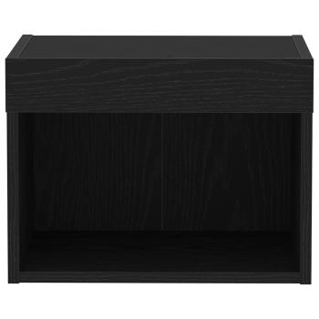 Wandregal mit LED-Lichtern Schwarz Eiche 40x30x30 cm
