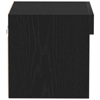 Wandregal mit LED-Lichtern Schwarz Eiche 40x30x30 cm